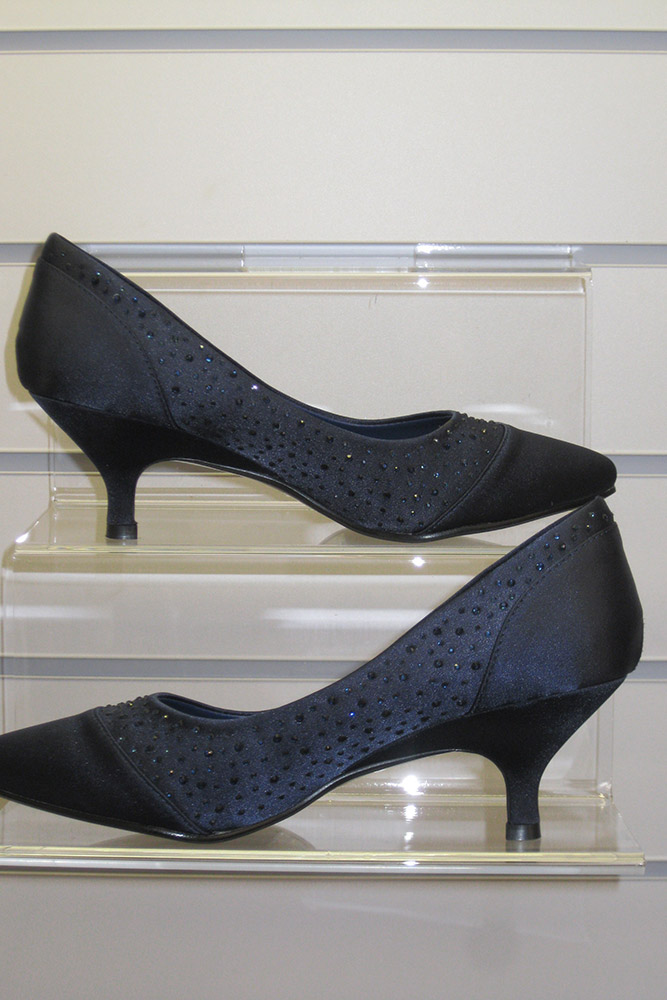 navy blue kitten heel court shoes